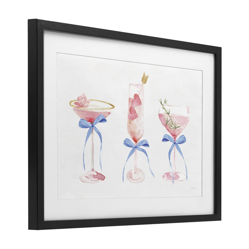 «Flirty Champagne Cocktail», reproduction encadrée sous verre, design par Mercedes Lopez Charro, H 14 po x l 20 po
