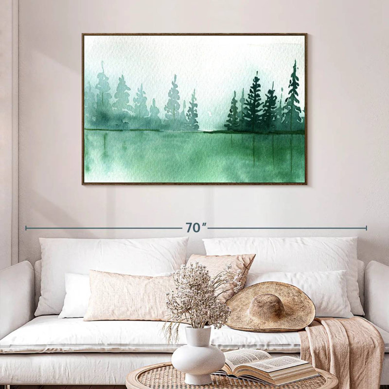 Pine Tree Silhouette, 46" X 31", Floating Frame Walnut