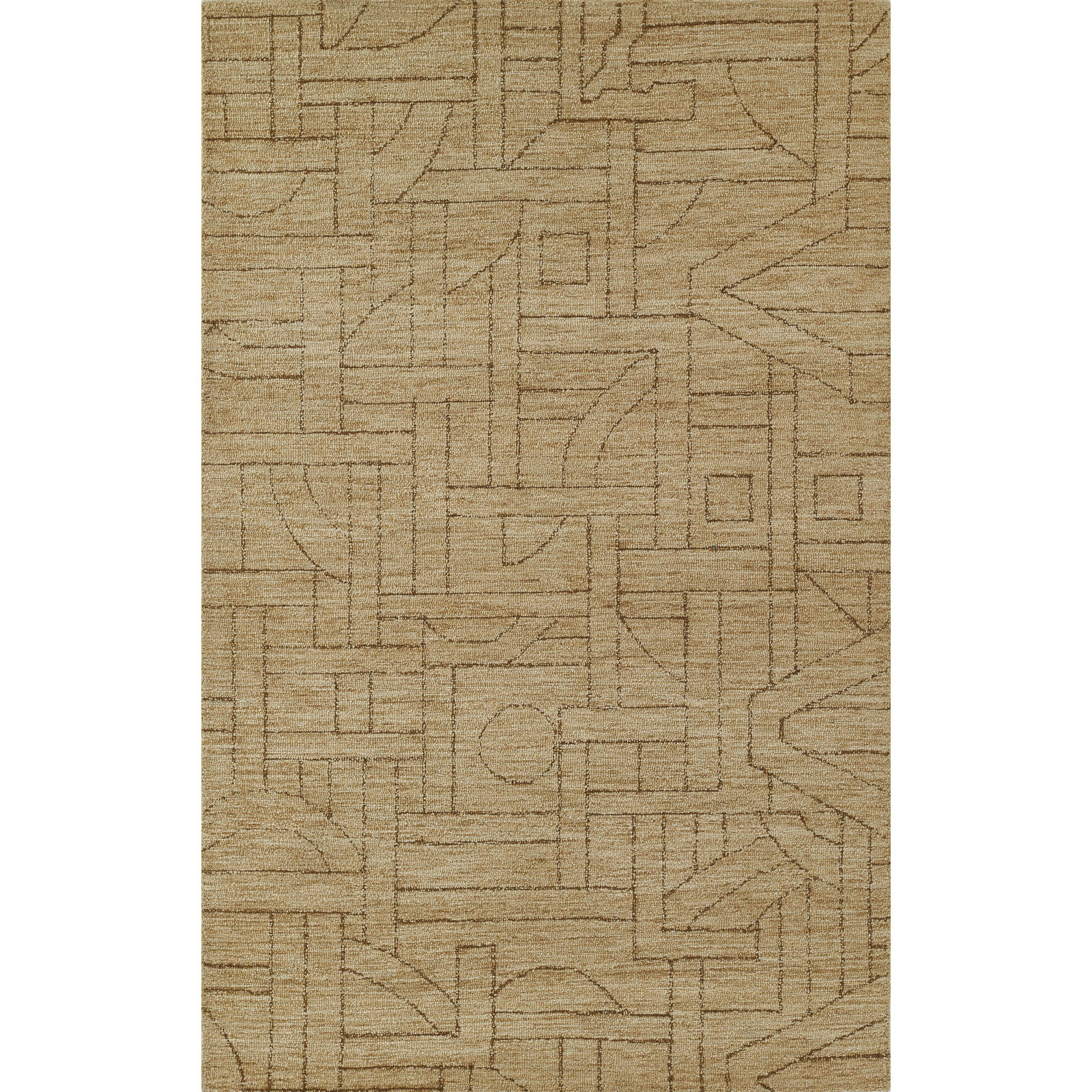 Ann-Sophie Natural Hand-Tufted Geometric Wool Rug, Rectangle 5' x 8'