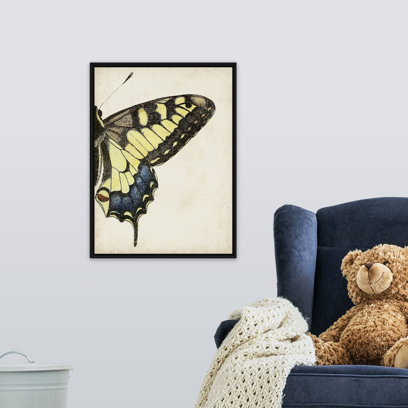 Art sur toile pour enfants big papillon, H 24 po x l 18 po x P 1,2 po, Cadre pour toile flottant noir