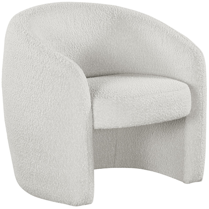 Acadia Upholstered Barrel Chair, Cream Boucle Fabric