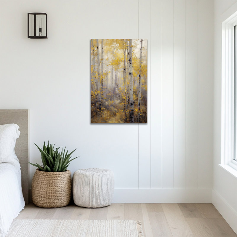 Bouleau et tremble, reproduction d'art sur toile, images de scène de forêt, décoration murale pour salon, peinture de paysage sur toile tendue avec cadre en bois, 18 po x 24 po