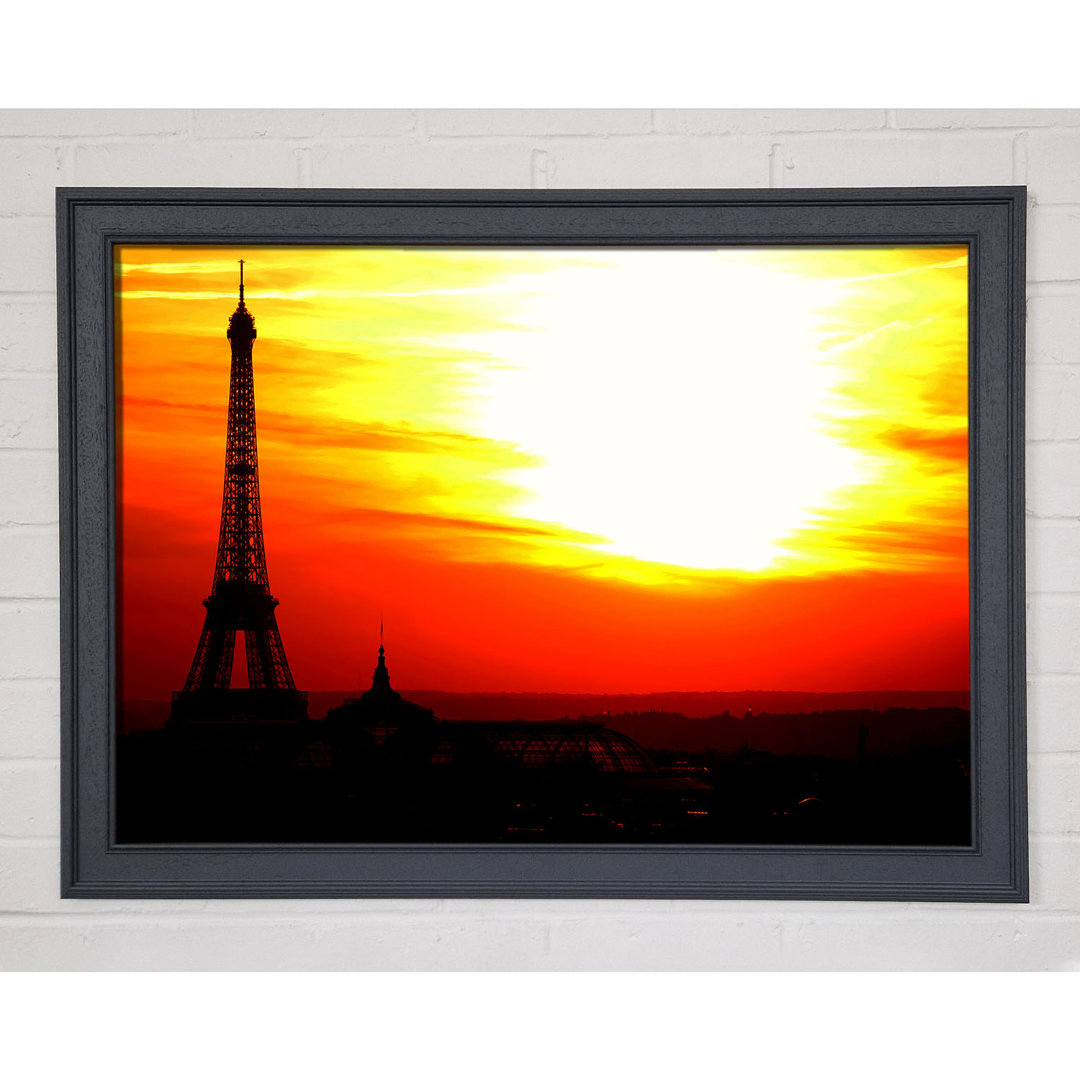 Gerahmtes Leinwandbild Paris Eiffel Tower Sun Blaze