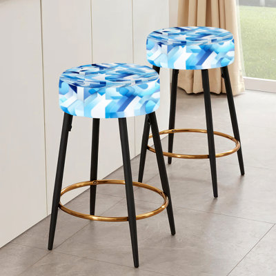 Blue And White Striped Symmetry - Geometric Bar Stools Set Of 2