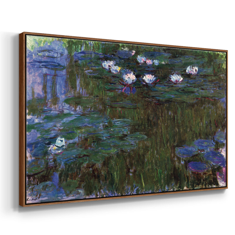 «Water Lillies # 3» par Claude Monet, reproduction sur toile, H 17 po x l 25 po x P 2 po, Noyer