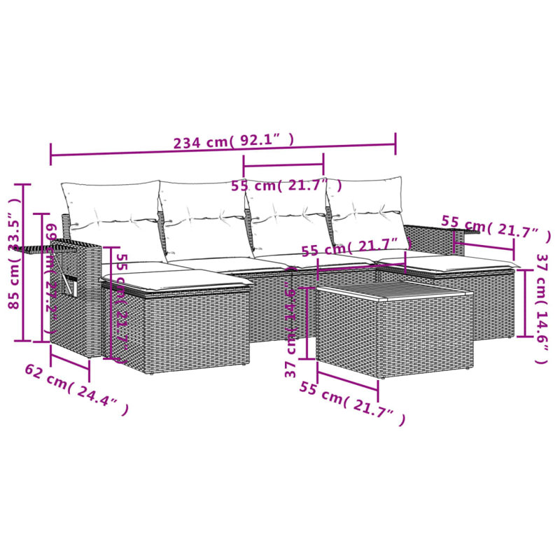 Vidaxl 7-Piece Garden Sofa Set