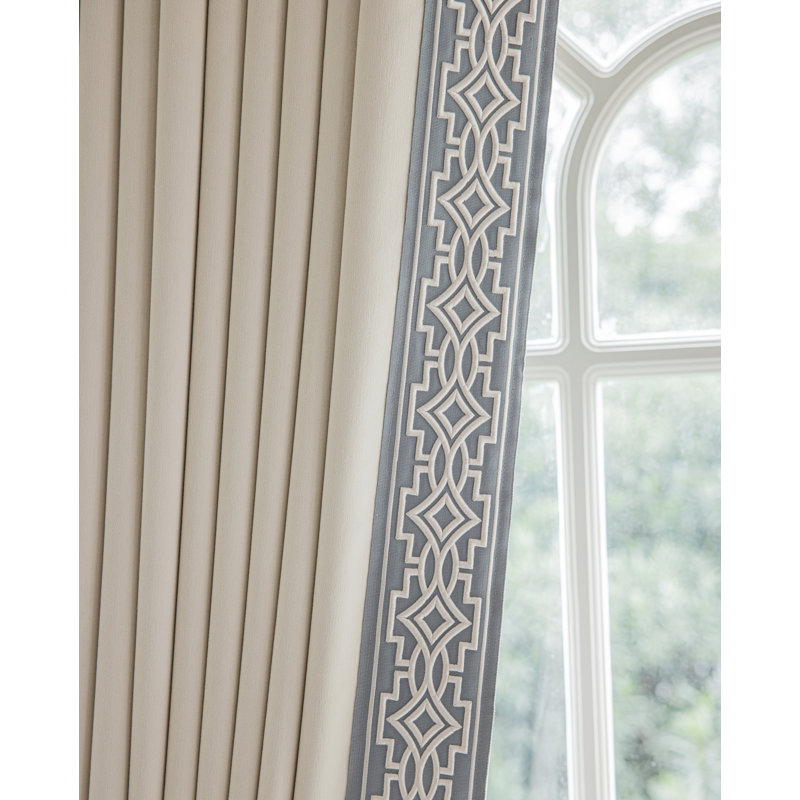 Annabelle Cotton Blend Blackout Curtain Panel Pair, 50" W x 108" L, Stone Ivory