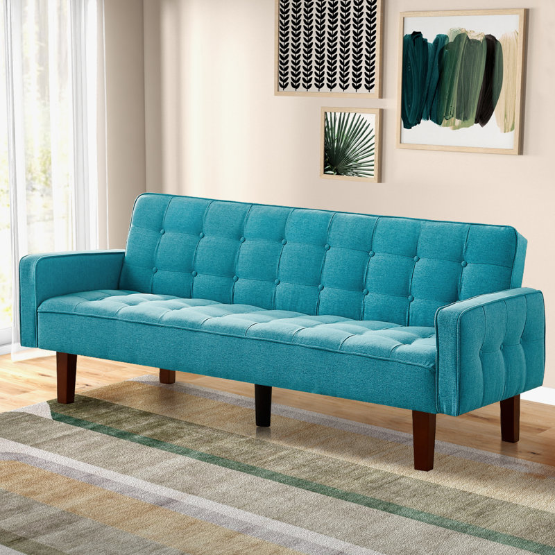 Canapé-lit convertible en futon 73,62 po Montevia, Lin bleu