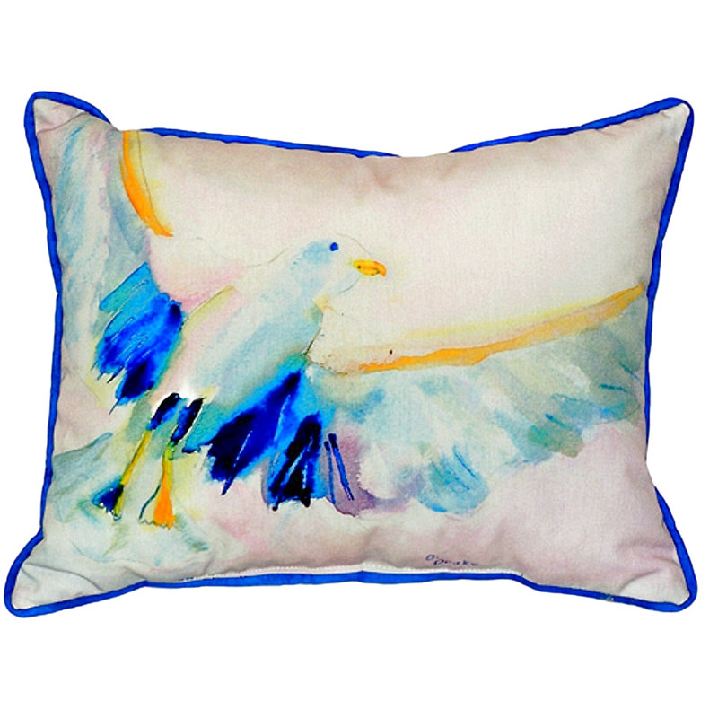 Flying Gull Outdoor Throw Pillow, Small
