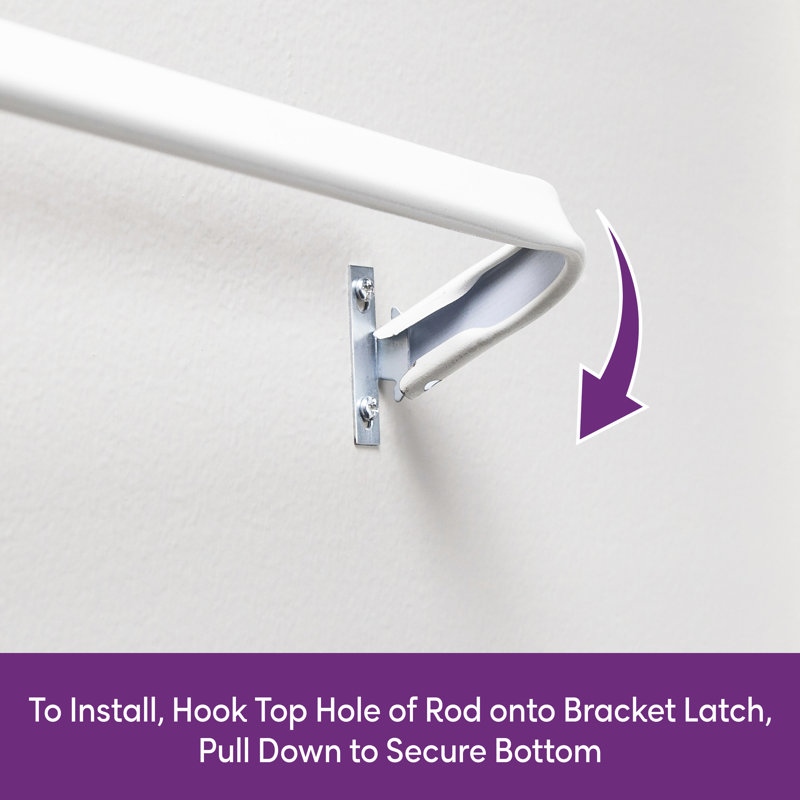 Adjustable White Steel Curtain Rod with Mounting Brackets
