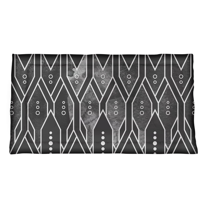 Taie décorative à motif de treillis Katelyn Elizabeth, Standard, Microfibre, Noir