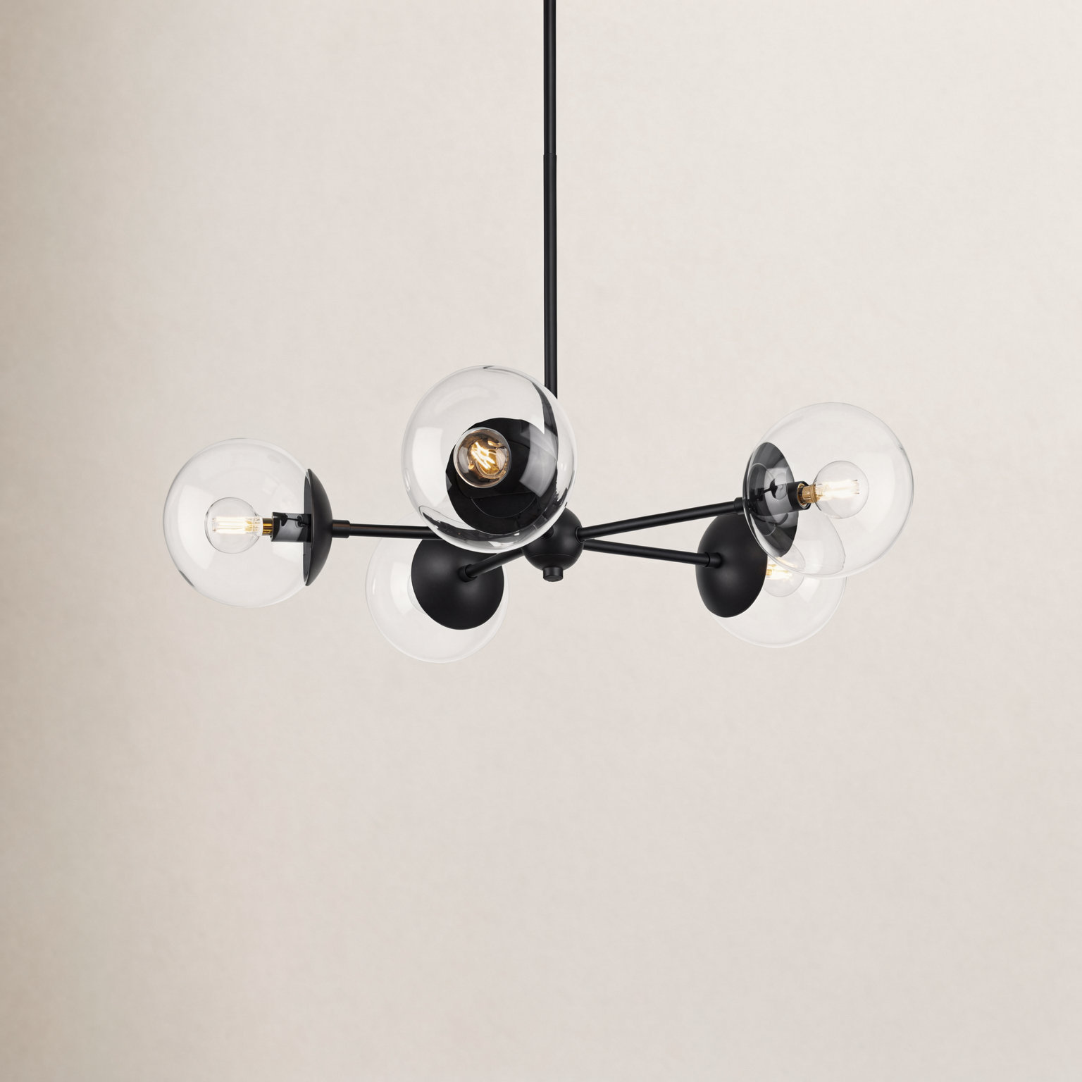 Linton 5 - Light Dimmable Sputnik Chandelier, Matte Black