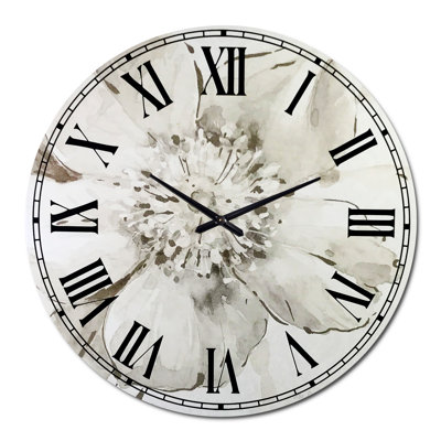 Indigold Gray Peonies III - Traditional wall clock