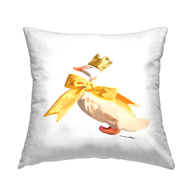 Coussin décoratif imprimé Royal Goose with Ribbon par Amelia Noyes