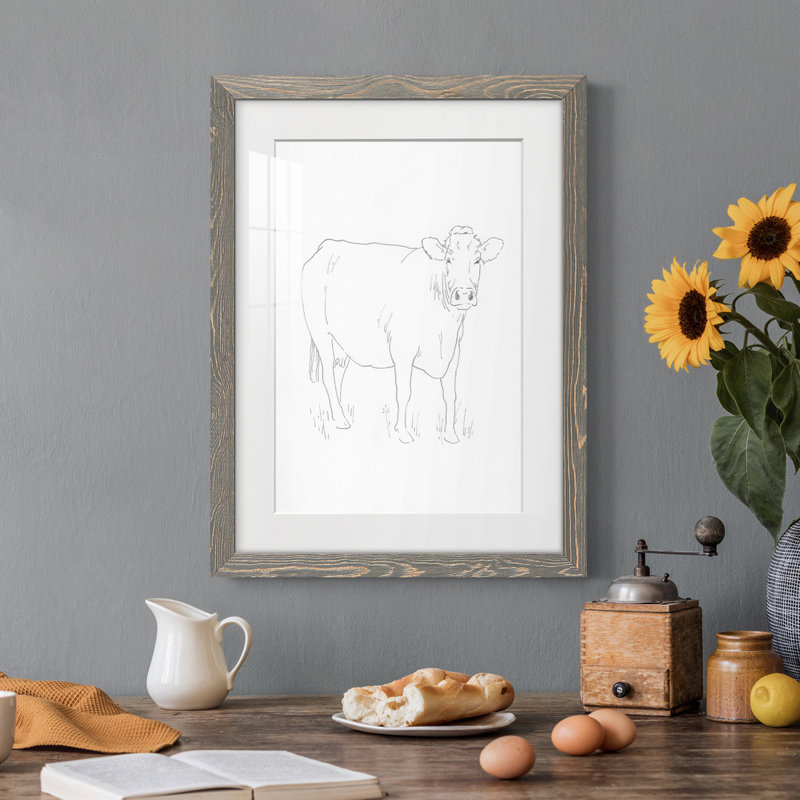 " Limousin Cattle III ", Grey Framed, 32" H x 23" W x 1" D