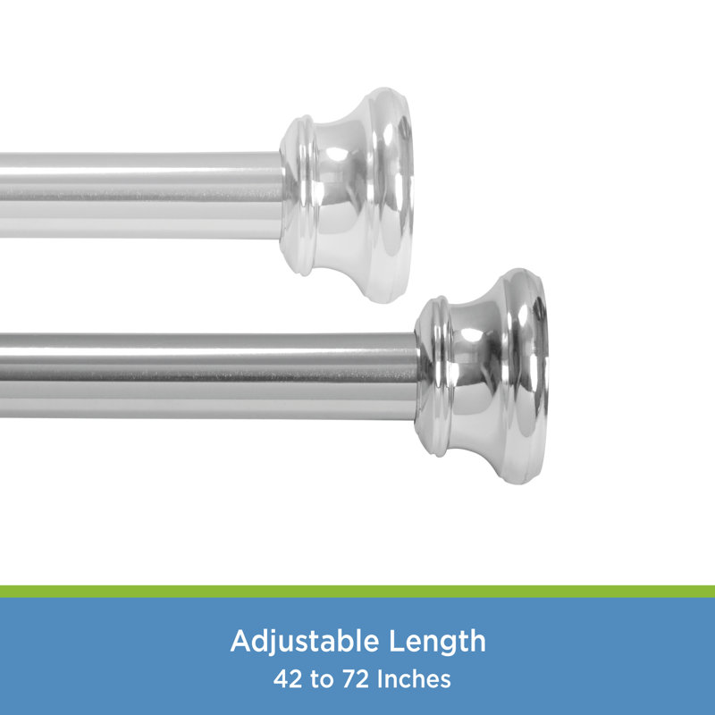Chrome Adjustable Steel Tension Shower Curtain Rod 42-72 Inches