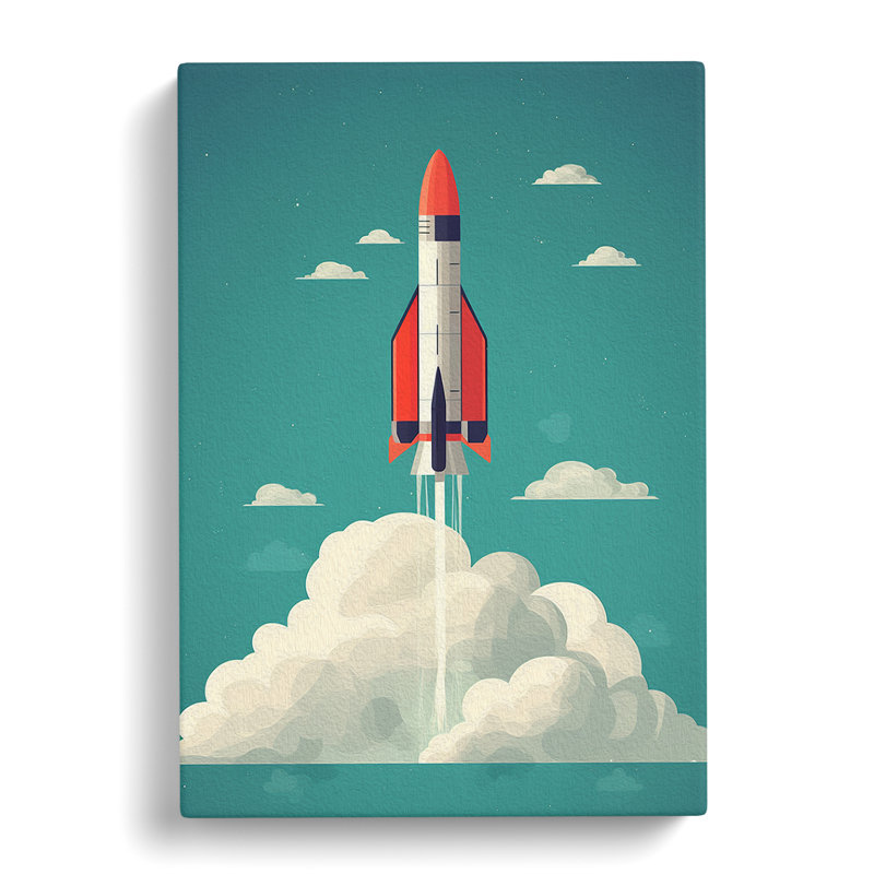 Rocket Minimalism No.2 - No Frame Print, 50cm H x 35cm W x 3cm D