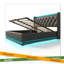 Upholstered Bed, 360 Surround LED Function, Buttons/Apps/Remote Control, Hydraulic Storage Bed With USB Type-C Charging, Black, PU-535624564