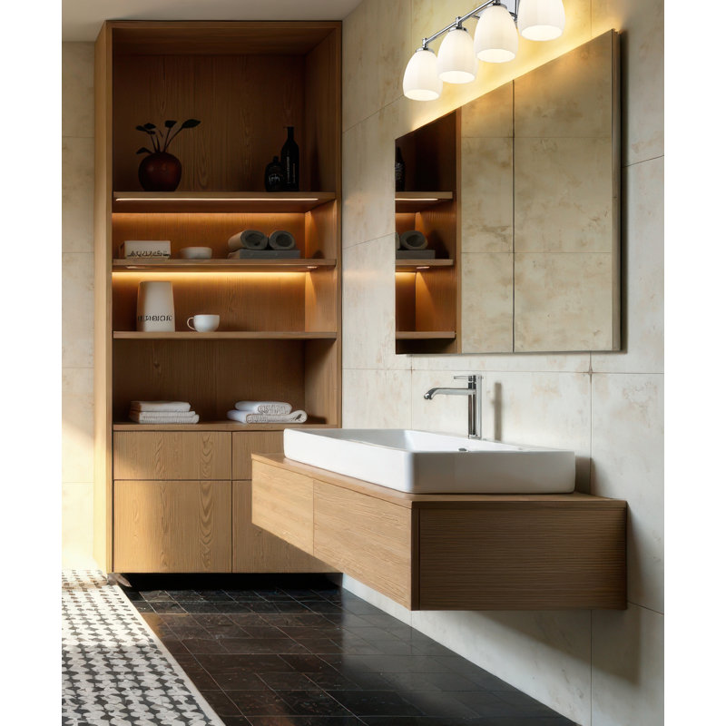 Coiffeuse Mattera, H 10 po x l 31 po x P 6,5 po, Chrome, Quatre lumières