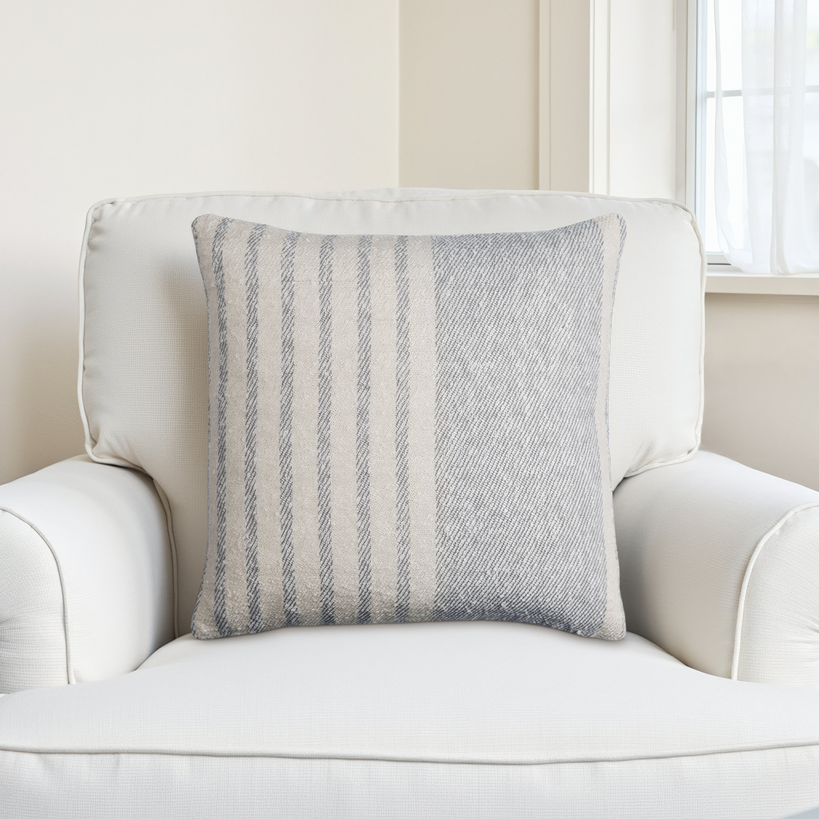Weldon Striped Cotton Throw Pillow, Red, 22" x 22", Pillow Cover Only - No Insert