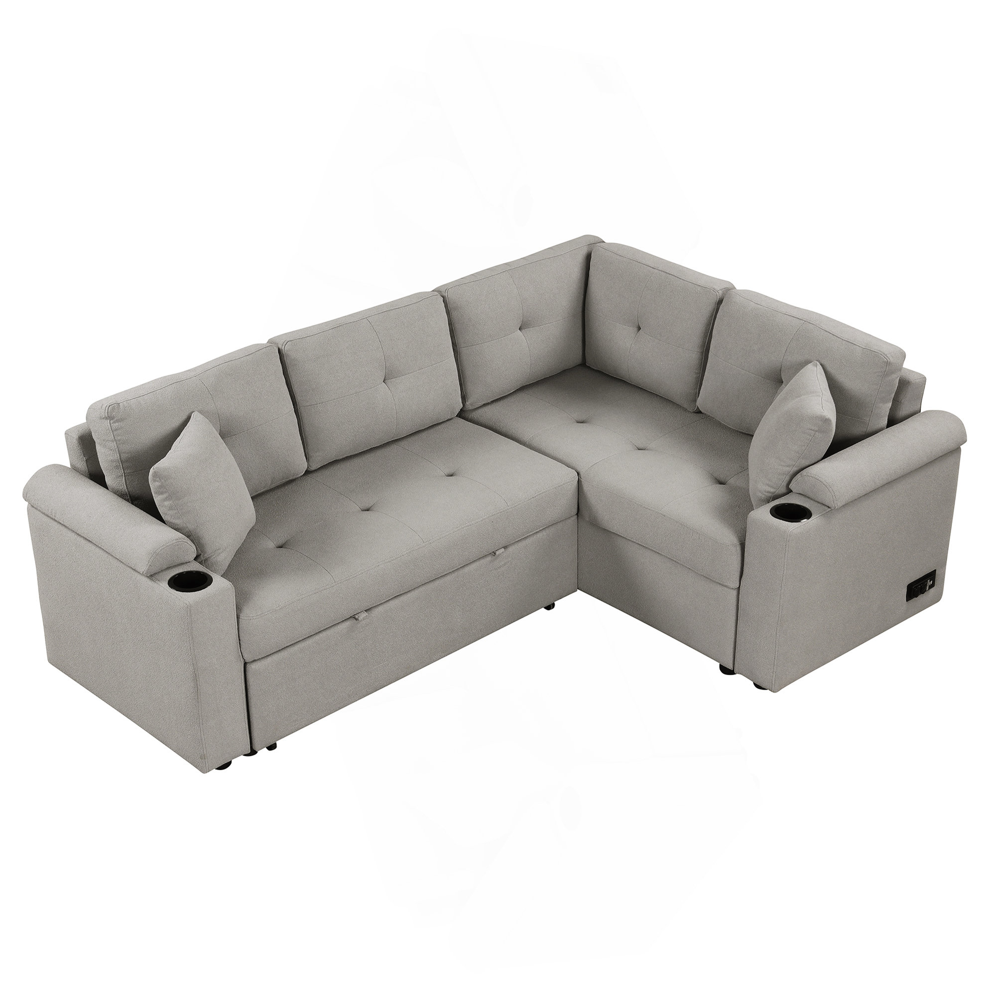 Latitude Run® 83" L-Shape Sofa Bed Pull-Out Sleeper Sofa With Wheels ...