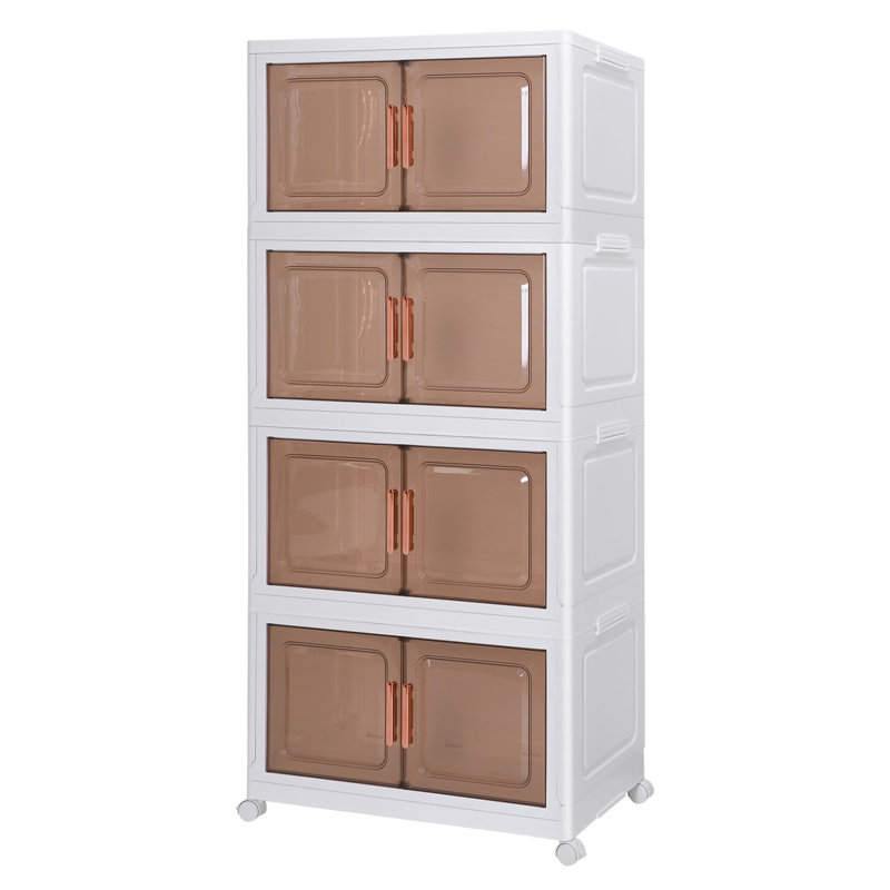4-Tier Storage Boxes with Lid, Stackable Storage Containers with Wheels