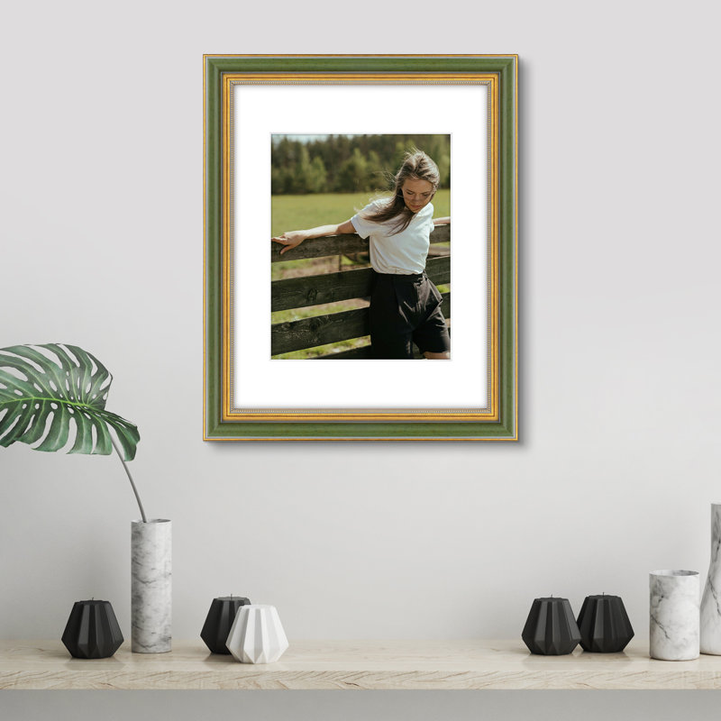 Cadre photo mat, Vert / doré, 8 po x 10 po