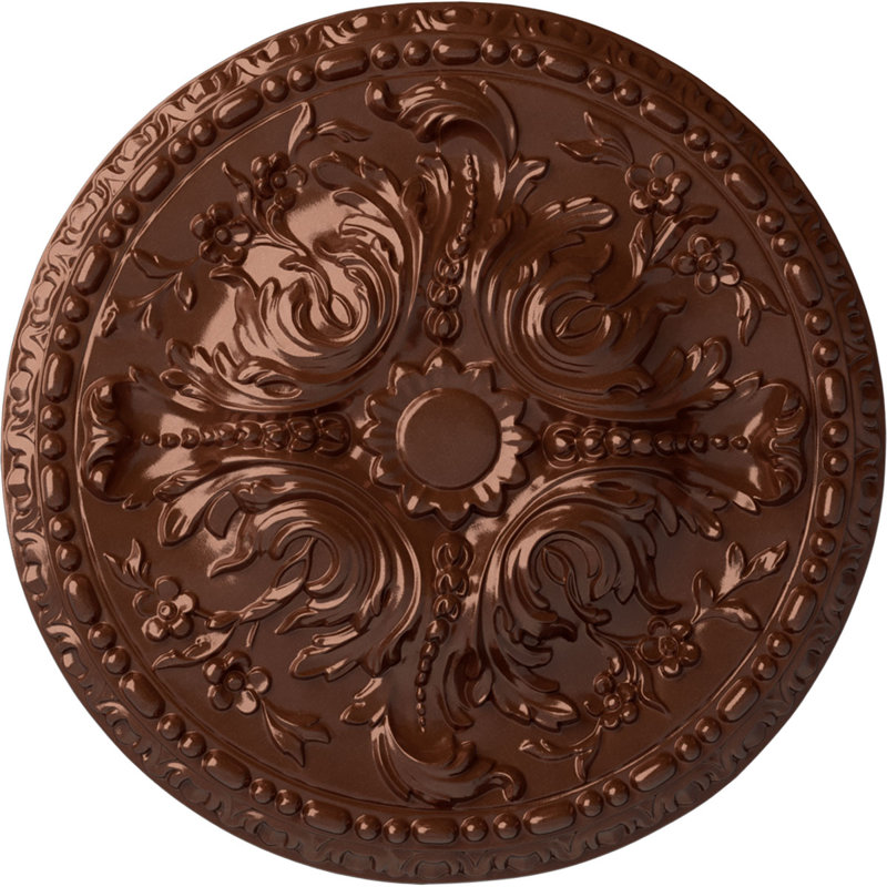 Endurathane Granada Ceiling Medallion, 19"OD x 1 1/2"P (Fits Canopies up to 7 1/8"), Hand-Painted Antique Copper Finish