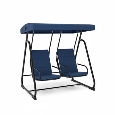 2-Person Patio Swing Glider – Adjustable Canopy, Removable Cushions, Weather-Resistant Steel Frame