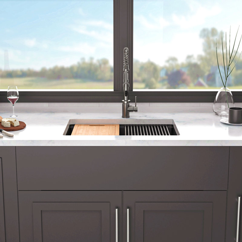 Évier de cuisine en quartz - Évier de cuisine encastré en granite, Noir