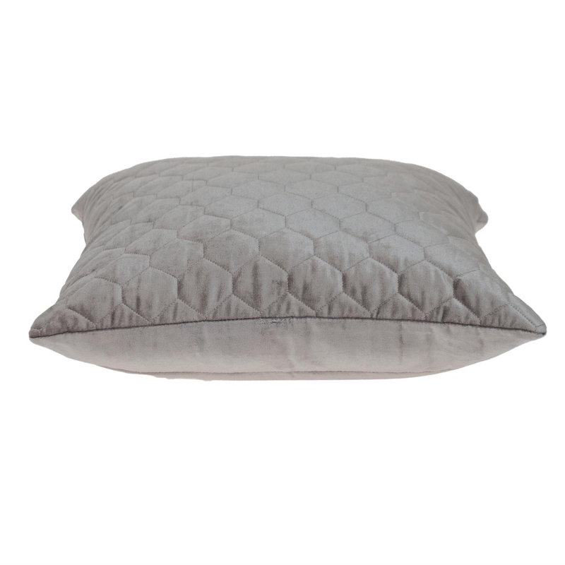 Cotton Blend Outdoor Throw Pillow, Taupe Tufted Velvet Quilted