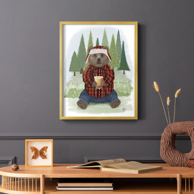 Lumberjack Bear Latte, reproduction encadrée - bois massif