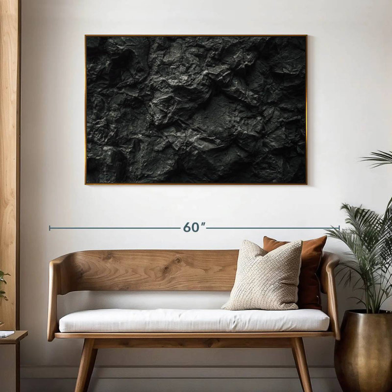 Pierre noire, 46 po x 31 po, Cadre flottant doré