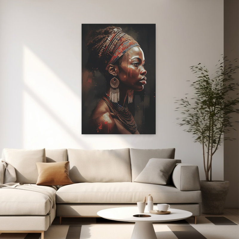 «Tribal Woman», art mural contemporain abstrait, H 60 po x l 40 po