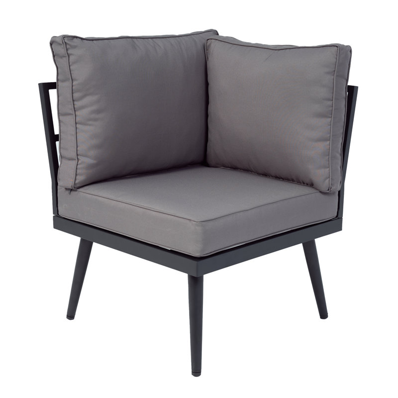 Patio Conversation Set With Ottoman, Grey