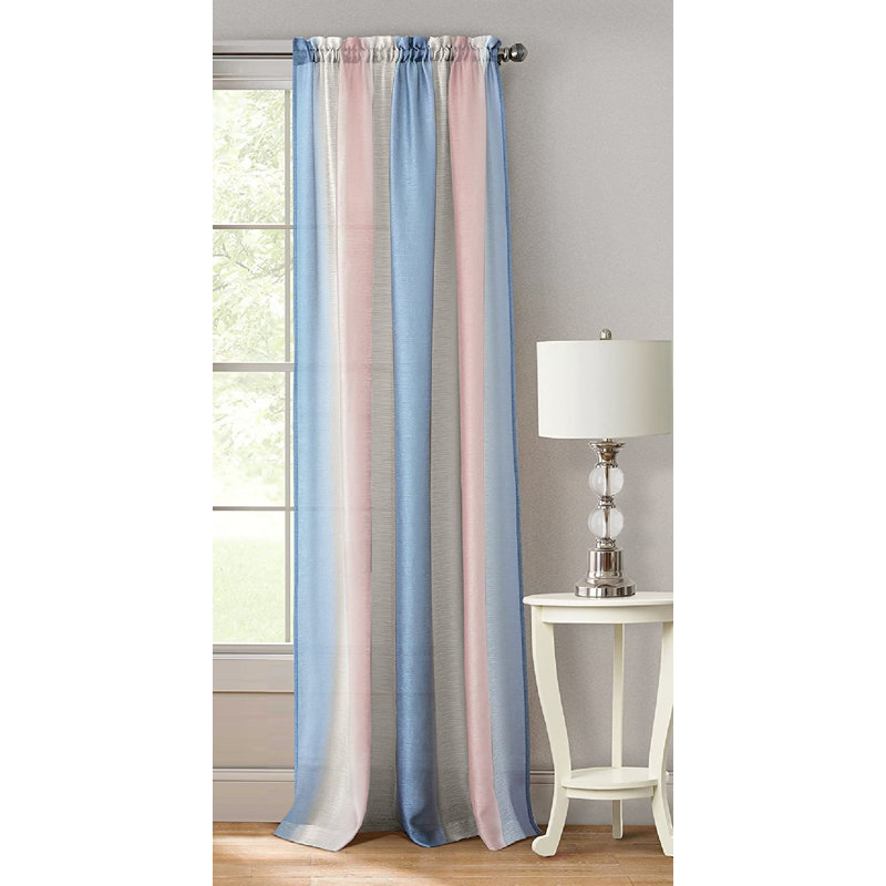 Orion Semi Sheer Curtain Single Panel, 50" W x 63" L, Lilac/Turquoise, Polyester