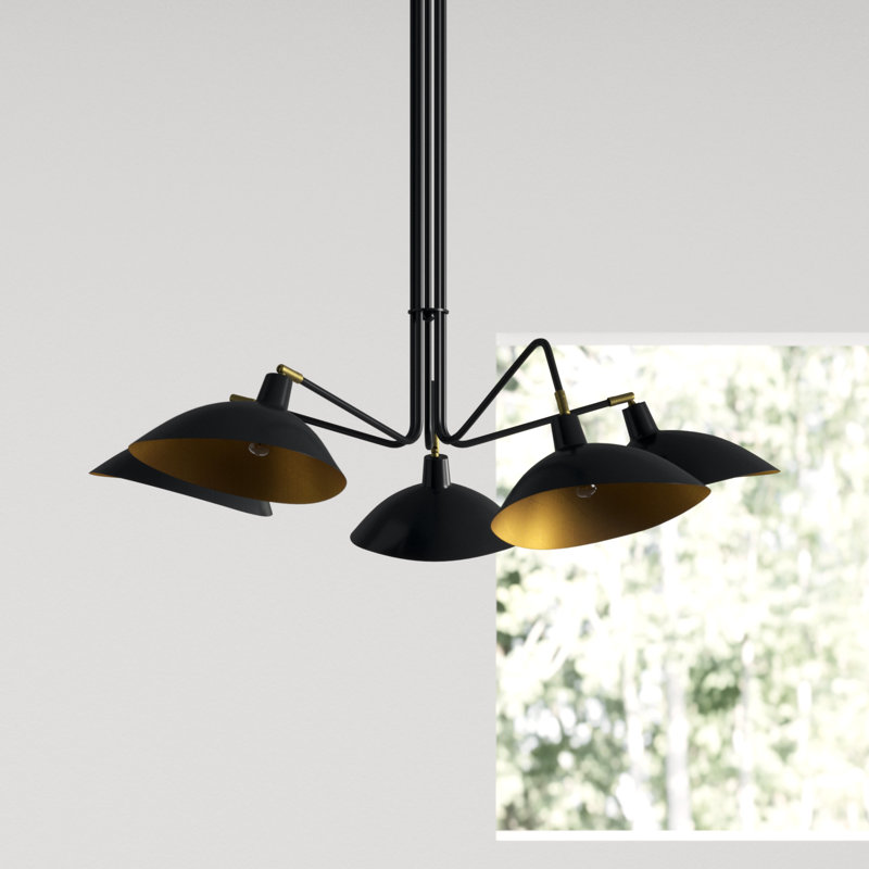 Lustre géométrique unique à 5 lumières Duke, Noir