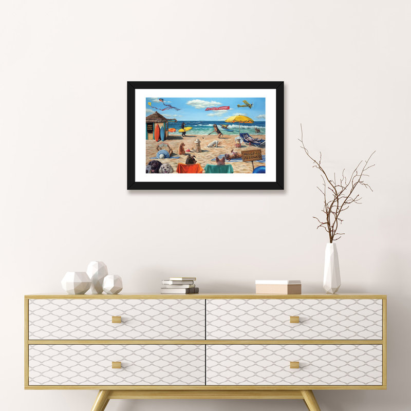 «Dog Beach» - reproduction d'art, H 16 po x l 24 po x P 1 po, Papier noir
