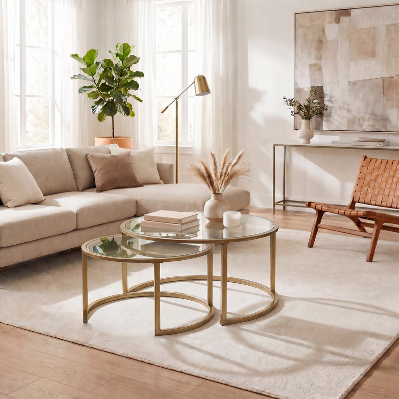 Evie Glass Top Nesting Coffee Table