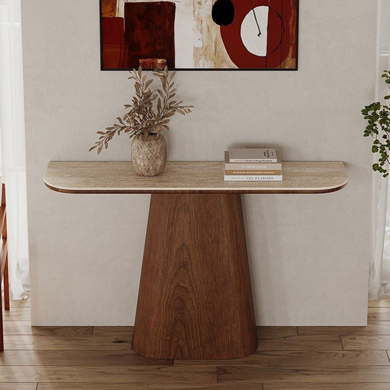 Console de style français en pierre frittée, H 33,4 po x l 62,9 po x P 13,7 po