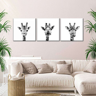«Three Silly Giraffes», reproduction d'art sur toile