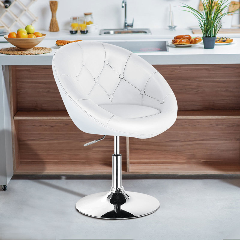 Fauteuil demi-tonneau pivotant de 25 po Bernando, Blanc