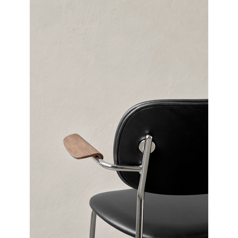 Co Upholstered Arm Chair, Black Oak, Chrome, Black Linen