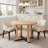 48" Round Dining Table, Natural Ash Solid Wood & MDF With Black Cross Base, Extendable Design For Small Kitchen & Dining Room-117581523