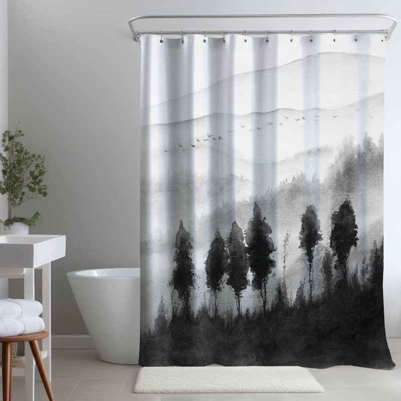 Shower Curtain LA103 – Polyester Shower Curtain, Dye Sublimation Print, 71" W × 74" L, Gray