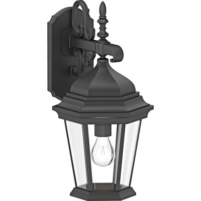  Sheelah 1-Light Outdoor Cast Aluminum Black Wall Mount Wall Sconce Wall Light with Clear Beveled Glass