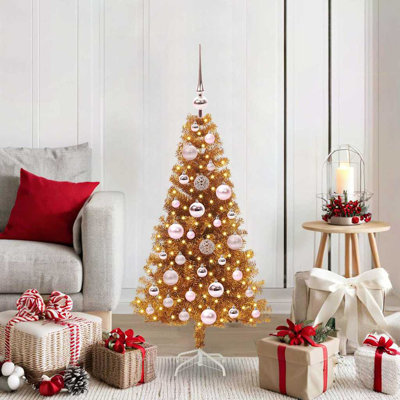 vidaXL Christmas Tree with 150 LEDs with Stand Gold PET