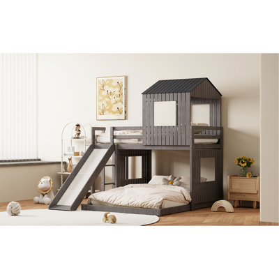 Lit mezzanine en bois avec attrait Playhouse