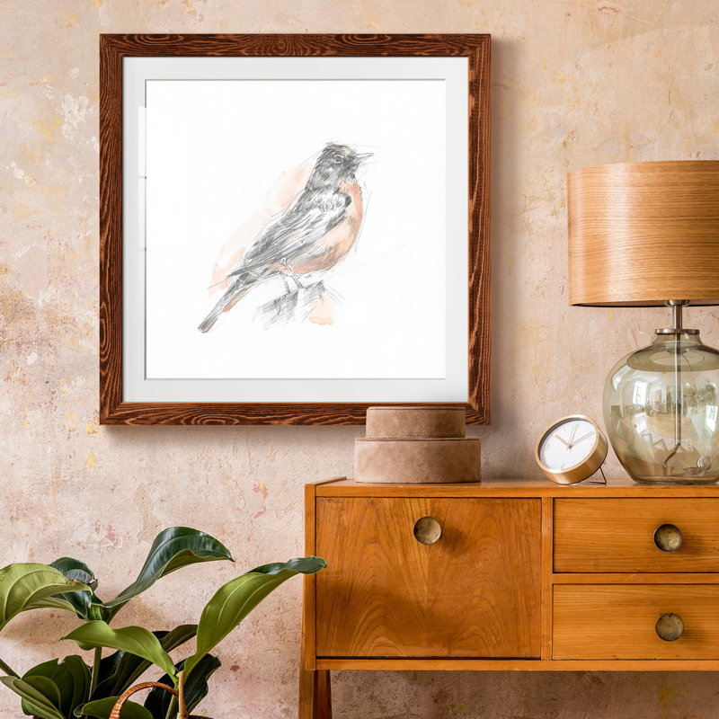 12_Robin Bird S croquis I-Premium, reproduction encadrée - prêt à être accroché, H 17 po x l 17 po x P 1,5 po, Érable encadré