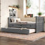 Lit plateforme simple avec tiroirs et lit gigogne, lit de jour en bois massif, sans sommier-121060647
